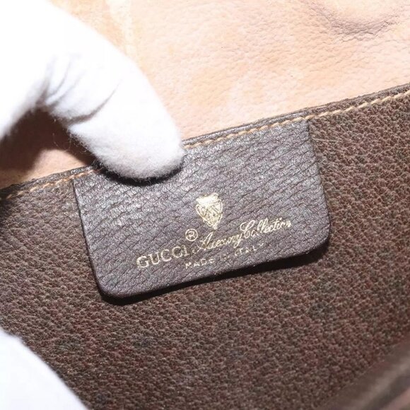 GUCCI GG Supreme Web Sherry Line Bag PVC Beige Gold Red 904 02 047 Auth 114872 - Picture 12 of 16